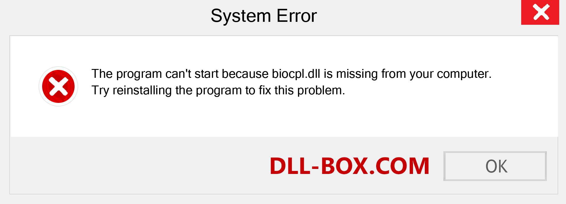 biocpl.dll file is missing?. Download for Windows 7, 8, 10 - Fix  biocpl dll Missing Error on Windows, photos, images
