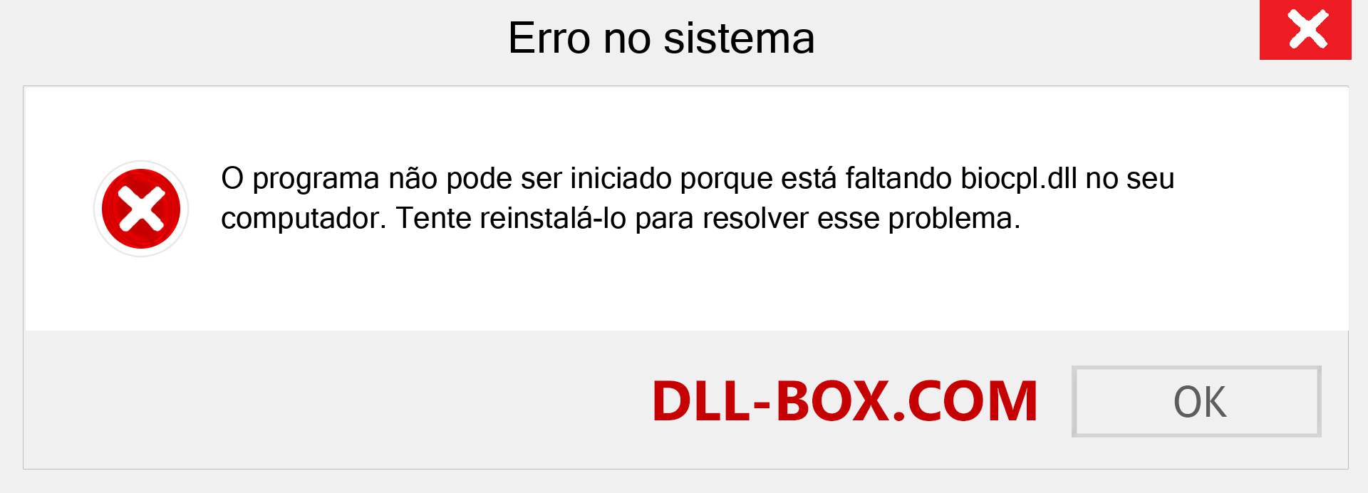 Arquivo biocpl.dll ausente ?. Download para Windows 7, 8, 10 - Correção de erro ausente biocpl dll no Windows, fotos, imagens